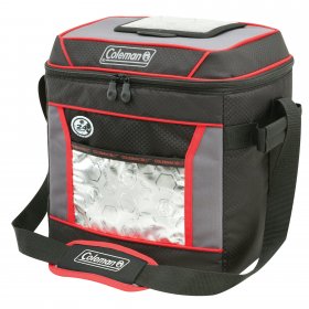 Coleman 30-Can 24-Hour Soft Cooler Bag, Black & Red