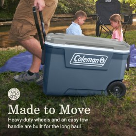 Coleman 316 Series 62QT Hard Chest Wheeled Cooler, Lakeside Blue