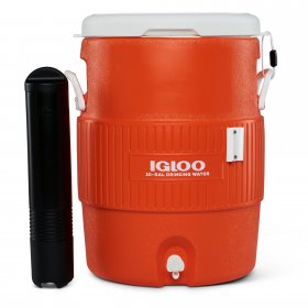Igloo 10-Gallon Seat Top Water Jug with Cup Dispenser, Orange