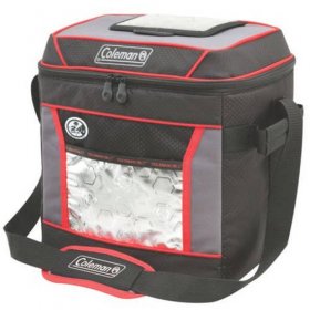 Coleman 30-Can 24-Hour Soft Cooler Bag, Black & Red